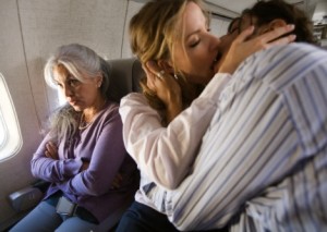 couple making out on plane